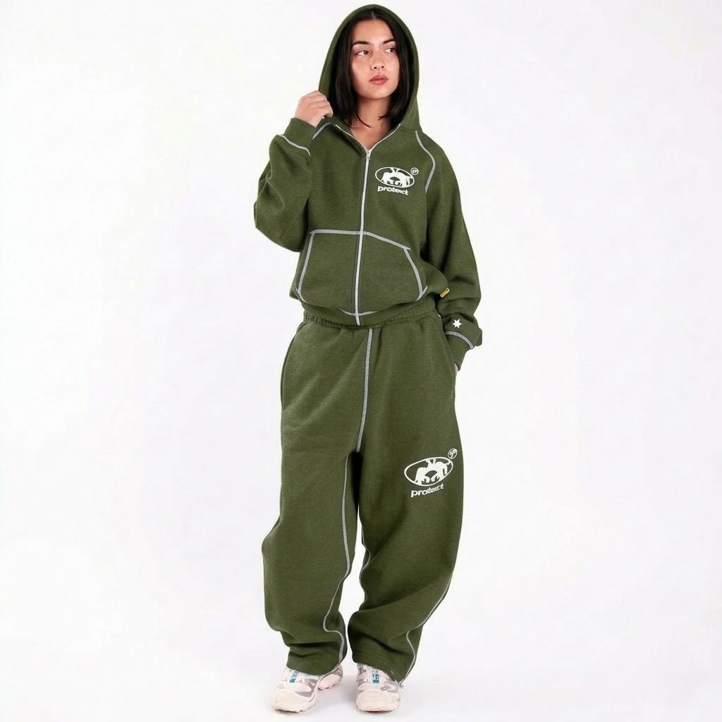 Protect London – Olive Green Brudda Zip Hoodie