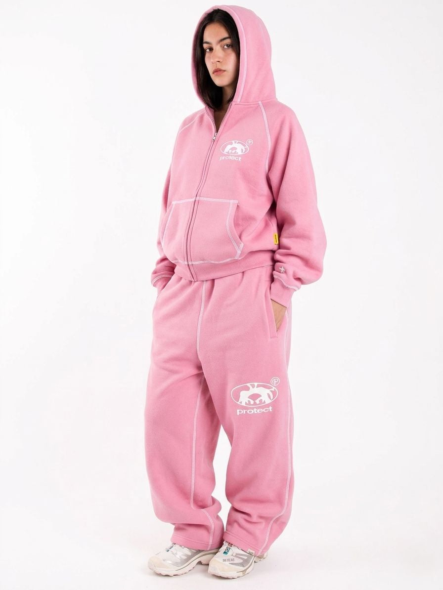 Protect London – Bubblegum pink White Zip Hoodie