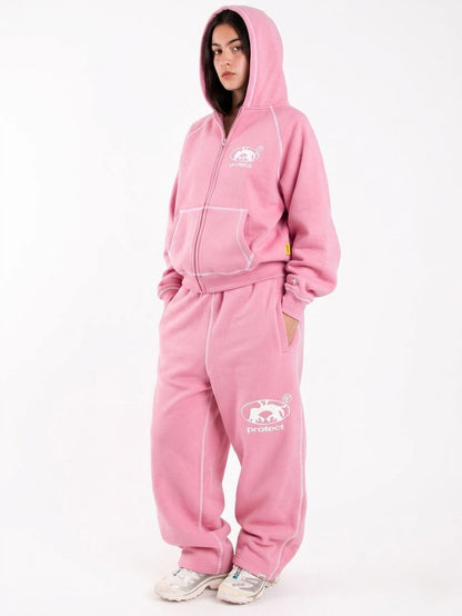Protect London – Bubblegum pink White Zip Hoodie