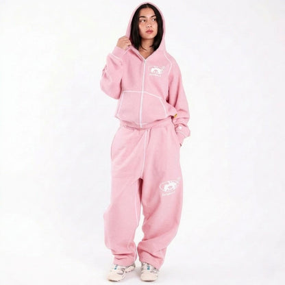 Protect London – Bubblegum pink White Zip Hoodie