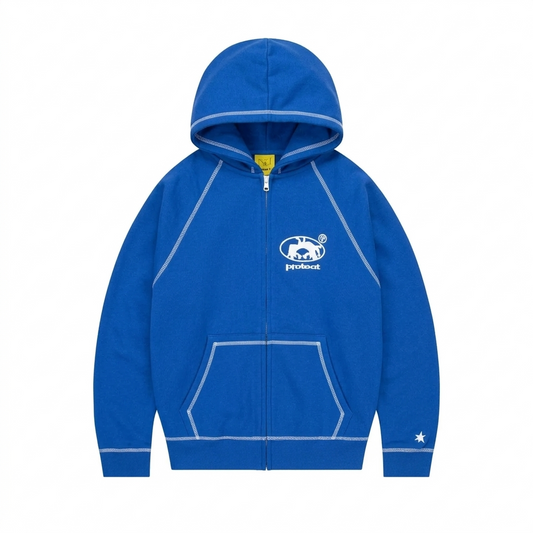 Protect London – Blue White Brudda Zip Hoodie