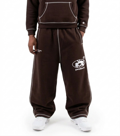Protect Brudda Baggy Sweatpants –Coffee/White Edition