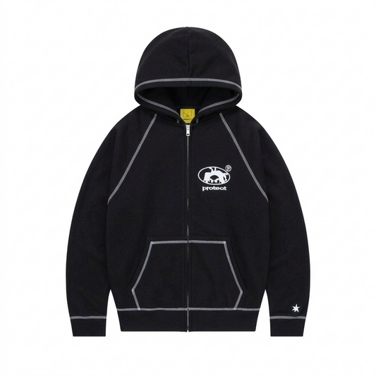 Protect London – Black White Brudda Zip Hoodie