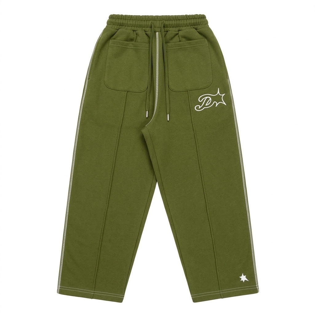 Protect Brudda Baggy Sweatpants – Olive green/White Edition
