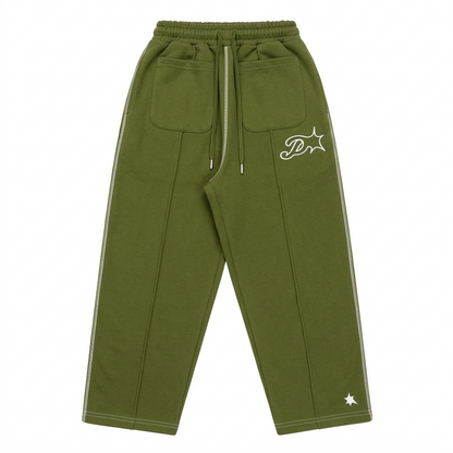 Protect Brudda Baggy Sweatpants – Olive green/White Edition