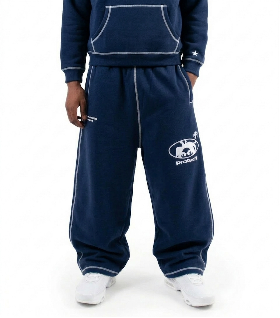 Protect Brudda Baggy Sweatpants – Navy Blue/White Edition