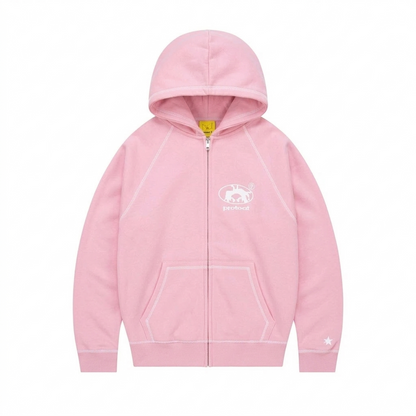 Protect London – Bubblegum pink White Zip Hoodie
