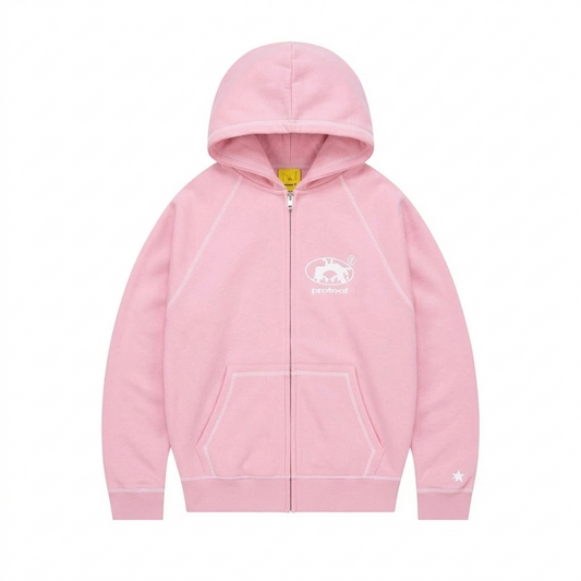 Protect London – Bubblegum pink White Zip Hoodie