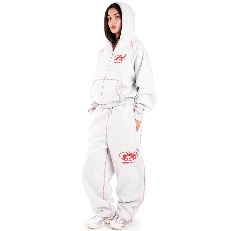 Protect London – Grey Red Brudda Zip Hoodie